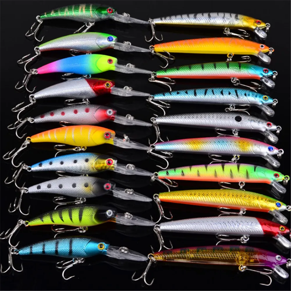 New Minnow Mixed 20pcs/Set Fly Fishing Lure Kit Set Artificial Hard Baits Lifelike Wobbler Carp Fishing Tackle Pesca Wholesale
New Minnow Mixed 20pcs/Set Fly Fishing Lure Kit Set Artificial Hard Baits Lifelike Wobbler Carp Fishing Tackle Pesca Wholesale