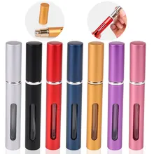 1PC 5/10ml Portable Perfume Bottle Refillable Metal Spray Pump Aluminum Empty Glass Atomizer Travel Women Cosmetic Containers