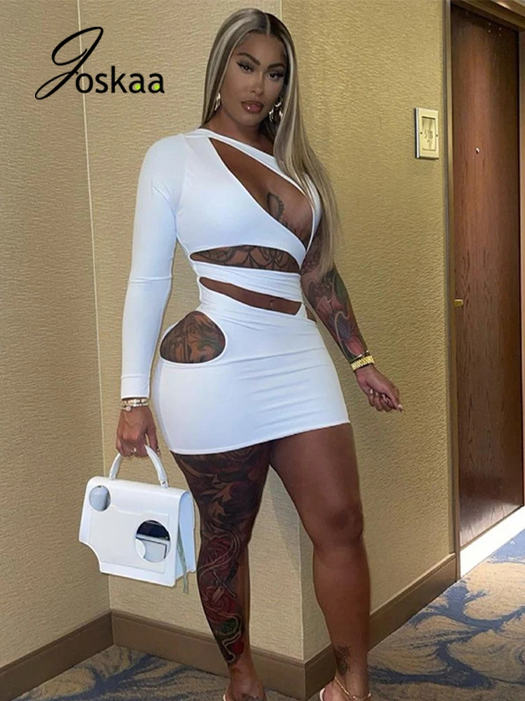 Joskaa White Skew Shoulder Hollow Out Bodycon Dress Women Sexy Single Sleeve Party Mini Dresses Fall 2021 Night Club Clothing
Joskaa White Skew Shoulder Hollow Out Bodycon Dress Women Sexy Single Sleeve Party Mini Dresses Fall 2021 Night Club Clothing