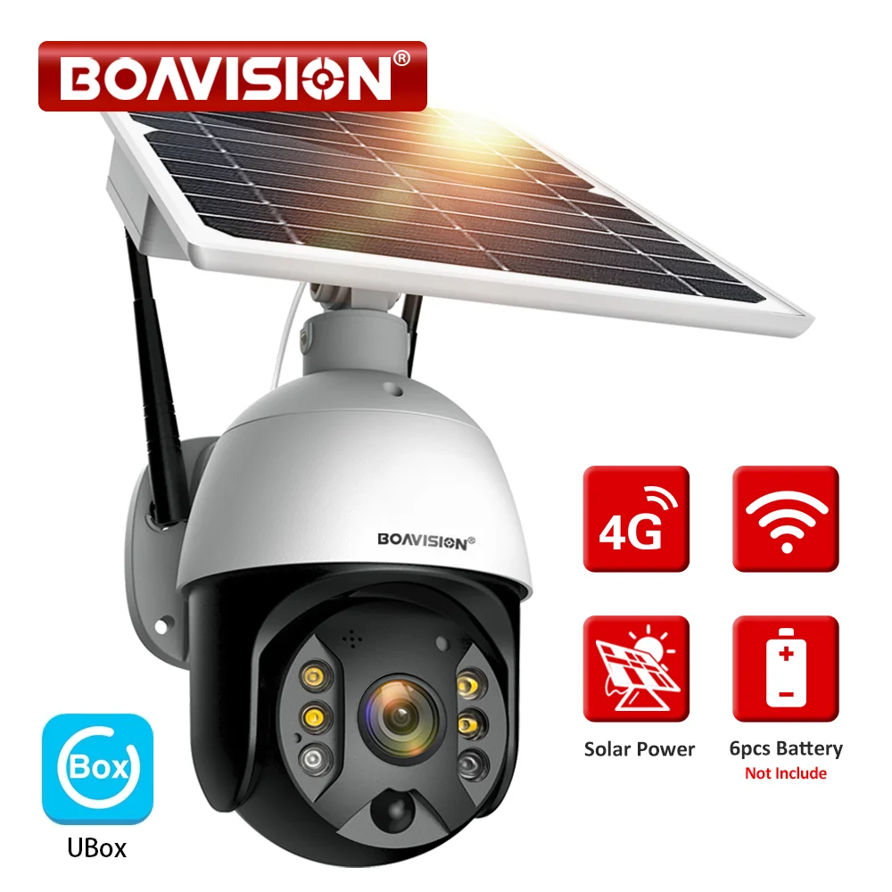 HD 5MP 3MP WIFI 4G Sim Card Solar Panel Rechargeable Battery Camera PTZ PIR Human Detection Color Night Vision Security Camera
HD 5MP 3MP WIFI 4G Sim Card Solar Panel Rechargeable Battery Camera PTZ PIR Human Detection Color Night Vision Security Camera