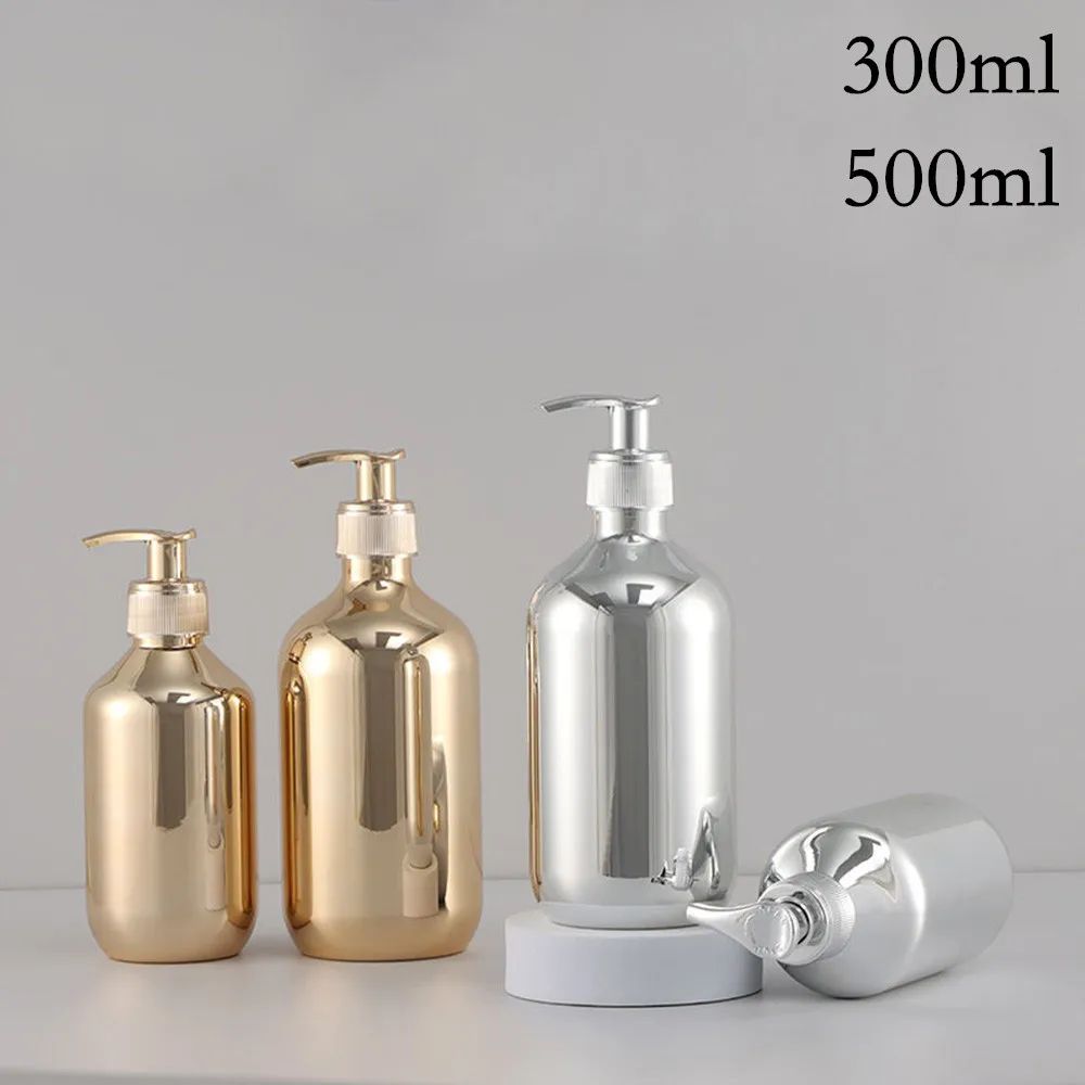 Plastic Electroplating Refillable Bottle Gold Silver Portable Essence Shampoo Shower Gel Bottles Travel Kit Container 300/500ml
Plastic Electroplating Refillable Bottle Gold Silver Portable Essence Shampoo Shower Gel Bottles Travel Kit Container 300/500ml