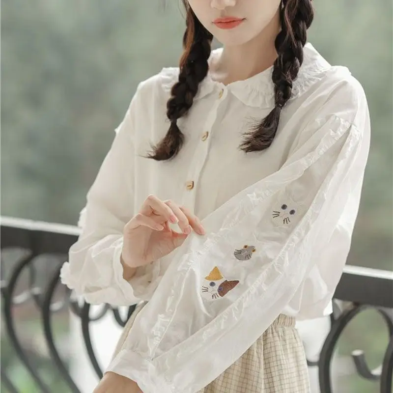 2023 Women Spring Autumn Fashion Floral Embroidery Blouses Female Long Sleeve Cotton Shirts Ladies Students Loose Shirts W188
2023 Women Spring Autumn Fashion Floral Embroidery Blouses Female Long Sleeve Cotton Shirts Ladies Students Loose Shirts W188