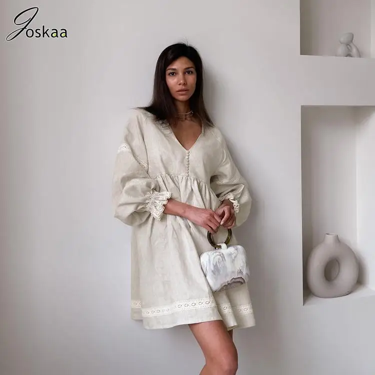 Joskaa Patchwork Sexy Solid V-Neck Lantern Long Sleeve Loose Mini Dress Women Clothes Summer 2023 Casual High Street Outfits
Joskaa Patchwork Sexy Solid V-Neck Lantern Long Sleeve Loose Mini Dress Women Clothes Summer 2023 Casual High Street Outfits