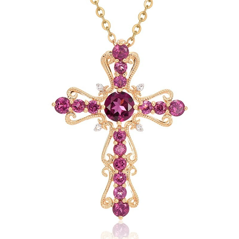 Real 14K Gold Necklace Ruby Diamond Pendants for Women Wedding Pure Topaz Gemstone Cross Bizuteria Pendant 14K Diamond Necklaces
Real 14K Gold Necklace Ruby Diamond Pendants for Women Wedding Pure Topaz Gemstone Cross Bizuteria Pendant 14K Diamond Necklaces
