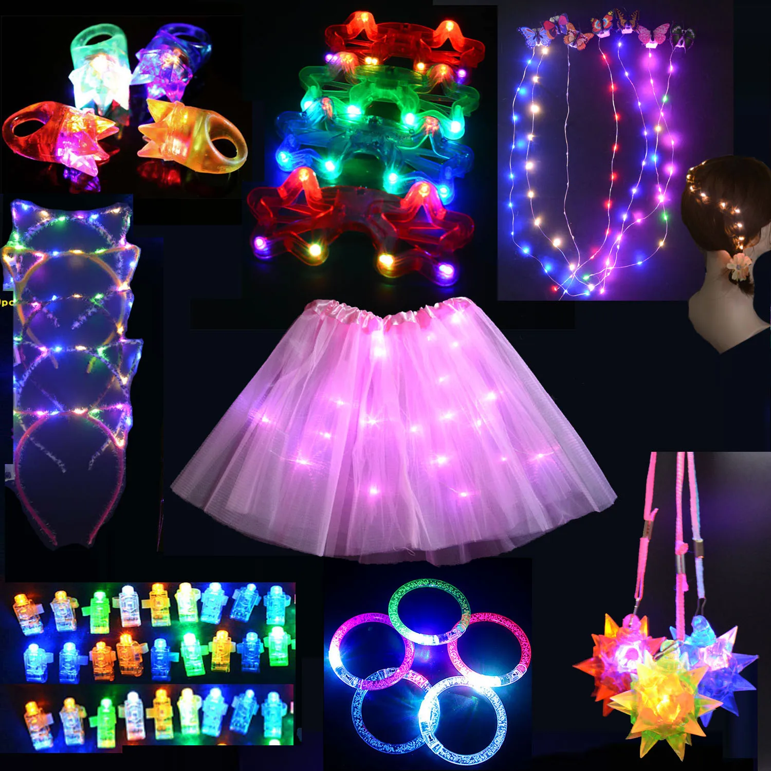 59pcs Kids Girl Glow Party Favors, Light Up Toys Party, LED Flash Rings Bracelets Glasses Skirt Wedding Festival Halloween
59pcs Kids Girl Glow Party Favors, Light Up Toys Party, LED Flash Rings Bracelets Glasses Skirt Wedding Festival Halloween
