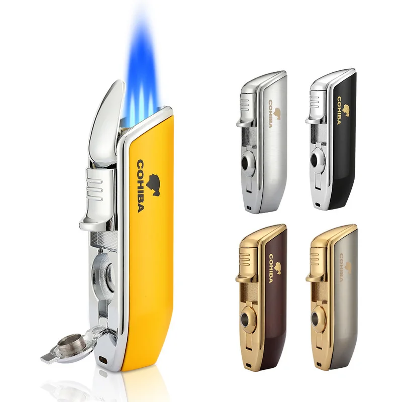 Cohiba Metal Windproof Cigar Lighter 3 Nozzle Jet Flame Torch Lighter with Cigar Punch Inflatable Gas Butane Smoking Accessories 
Cohiba Metal Windproof Cigar Lighter 3 Nozzle Jet Flame Torch Lighter with Cigar Punch Inflatable Gas Butane Smoking Accessories