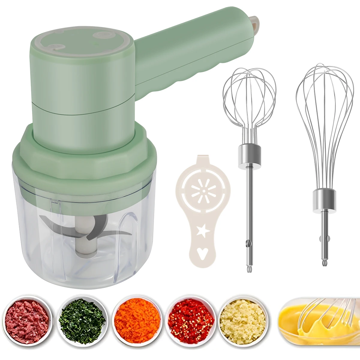 Cordless Garlic Mincer Whisk Electric Hand Mixer Food Chopper 2 in 1 USB Rechargeable Egg Beater Handheld Chopper with 3 Speeds
Cordless Garlic Mincer Whisk Electric Hand Mixer Food Chopper 2 in 1 USB Rechargeable Egg Beater Handheld Chopper with 3 Speeds