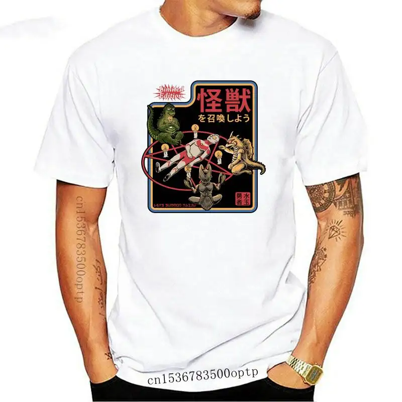 

Altman T Shirt Let's Summon Kaiju Scary Satan Soft O-Neck Tees Inspired Graphic Design Wizard Evil Demon T Shirt