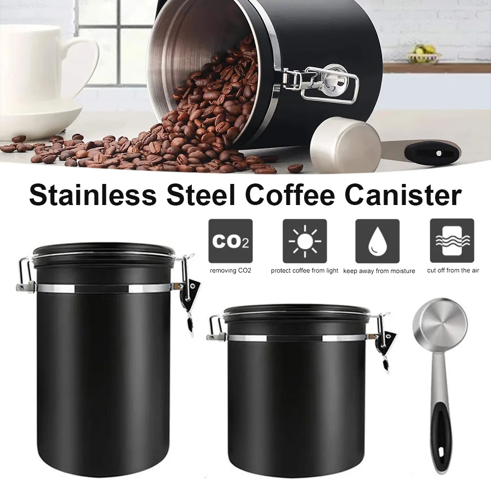 Stainless Steel Coffee Canister Airtight Ground and Bean Storage Container Coffee Jar with Date Traker Co2 Valve Measuring Scoop
Stainless Steel Coffee Canister Airtight Ground and Bean Storage Container Coffee Jar with Date Traker Co2 Valve Measuring Scoop