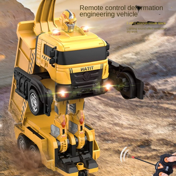 

Children's Deformation Radio-controlled Car Large Excavator Crane Fire Truck Boy Toy Electric Deformation Engineering Vehicle Gi