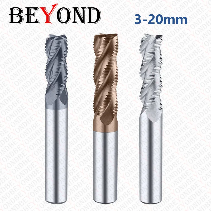 BEYOND Tungsten Steel Roughing End Mill 4 3 Flute Metal Saw Blade Machining Steel & Aluminum Solid Milling Cutter 4mm 6mm 8mm
BEYOND Tungsten Steel Roughing End Mill 4 3 Flute Metal Saw Blade Machining Steel & Aluminum Solid Milling Cutter 4mm 6mm 8mm
