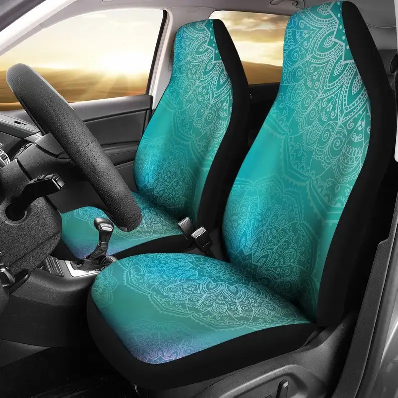 

Teal Green Mandalas Car Seat Covers Pair, 2 Front Seat Covers, Car Seat Covers, Car Seat Protector, Car Accessory, Mandalas, Tea
