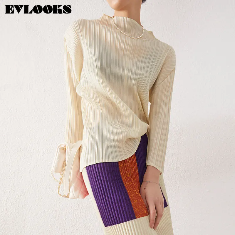 Женская плиссированная облегающая футболка evlook miяка, бежевая высокоэластичная Водолазка с длинным рукавом, весна-лето 2023
Женская плиссированная облегающая футболка evlook miяка, бежевая высокоэластичная Водолазка с длинным рукавом, весна-лето 2023