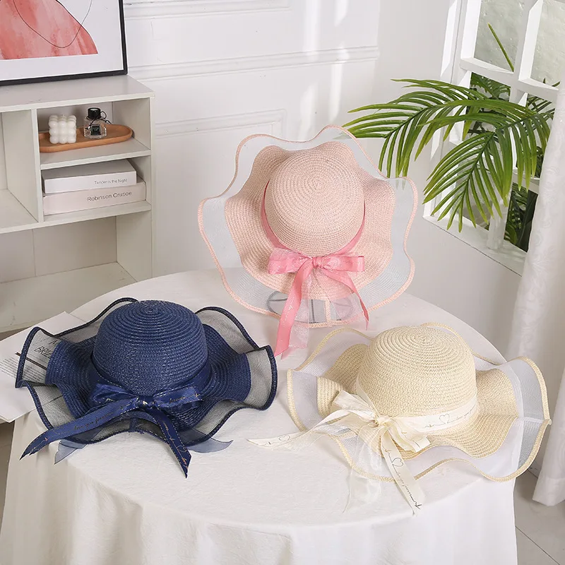 

Summer Women Foldable Straw Hat Bowknot Wide Brim Floppy Panama Hats Female Lady Outdoor Traval Visor Beach Protect Sun Cap