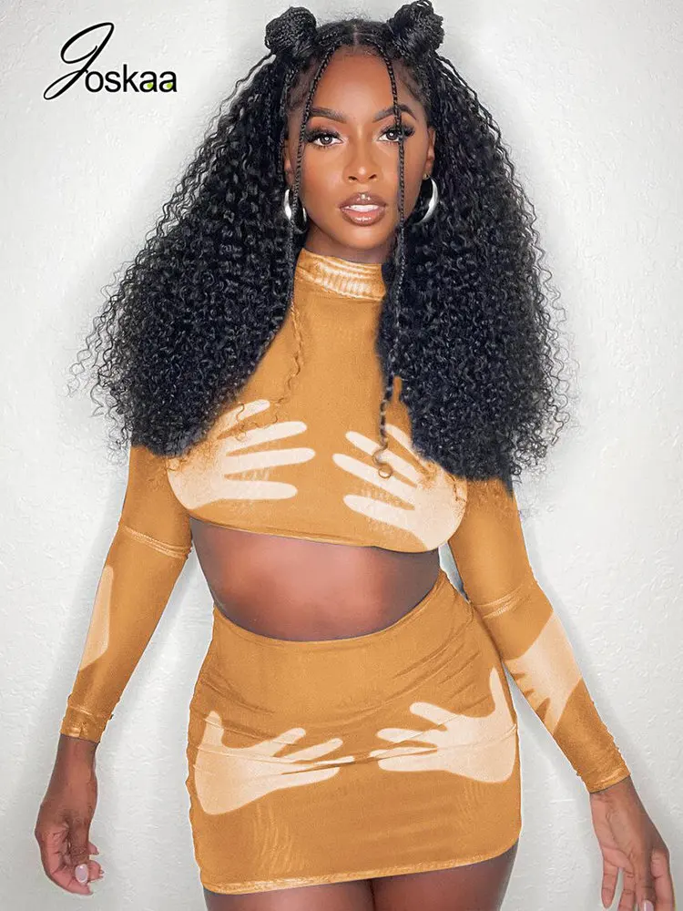 Joskaa/комплект из двух предметов с уникальным принтом; Женский хипстерский укороченный топ с длинными рукавами и мини-юбка; Зимняя коллекция 2022 года; Уличная одежда
Joskaa/комплект из двух предметов с уникальным принтом; Женский хипстерский укороченный топ с длинными рукавами и мини-юбка; Зимняя коллекция 2022 года; Уличная одежда