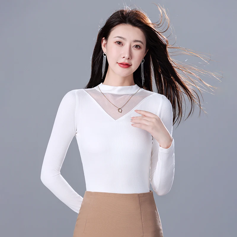 Elastic Mesh Perspective Sexy Female Turtleneck Women Full Sleeve Lady Soft Tshirts Autumn Winter base sweatshirt Tops S-4XL
Elastic Mesh Perspective Sexy Female Turtleneck Women Full Sleeve Lady Soft Tshirts Autumn Winter base sweatshirt Tops S-4XL