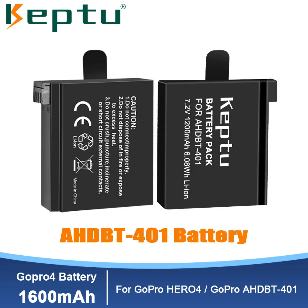 

KEPTU AHDBT 401 1600mAh Gopro Hero 4 Battery akku for Gopro Hero 4 Batteries Go Pro Hero4 bateria Action camera Accessories