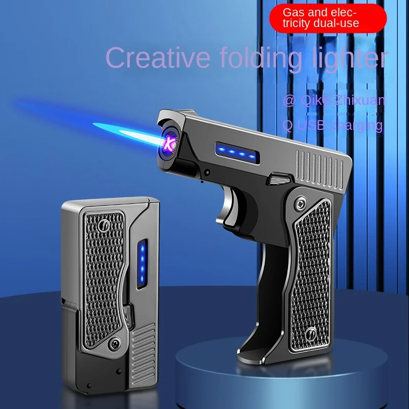 Gas Electric Dual Fire Metal Folding Gun Type Lighter Windproof Direct Flame Dual Arc Lighter
Gas Electric Dual Fire Metal Folding Gun Type Lighter Windproof Direct Flame Dual Arc Lighter