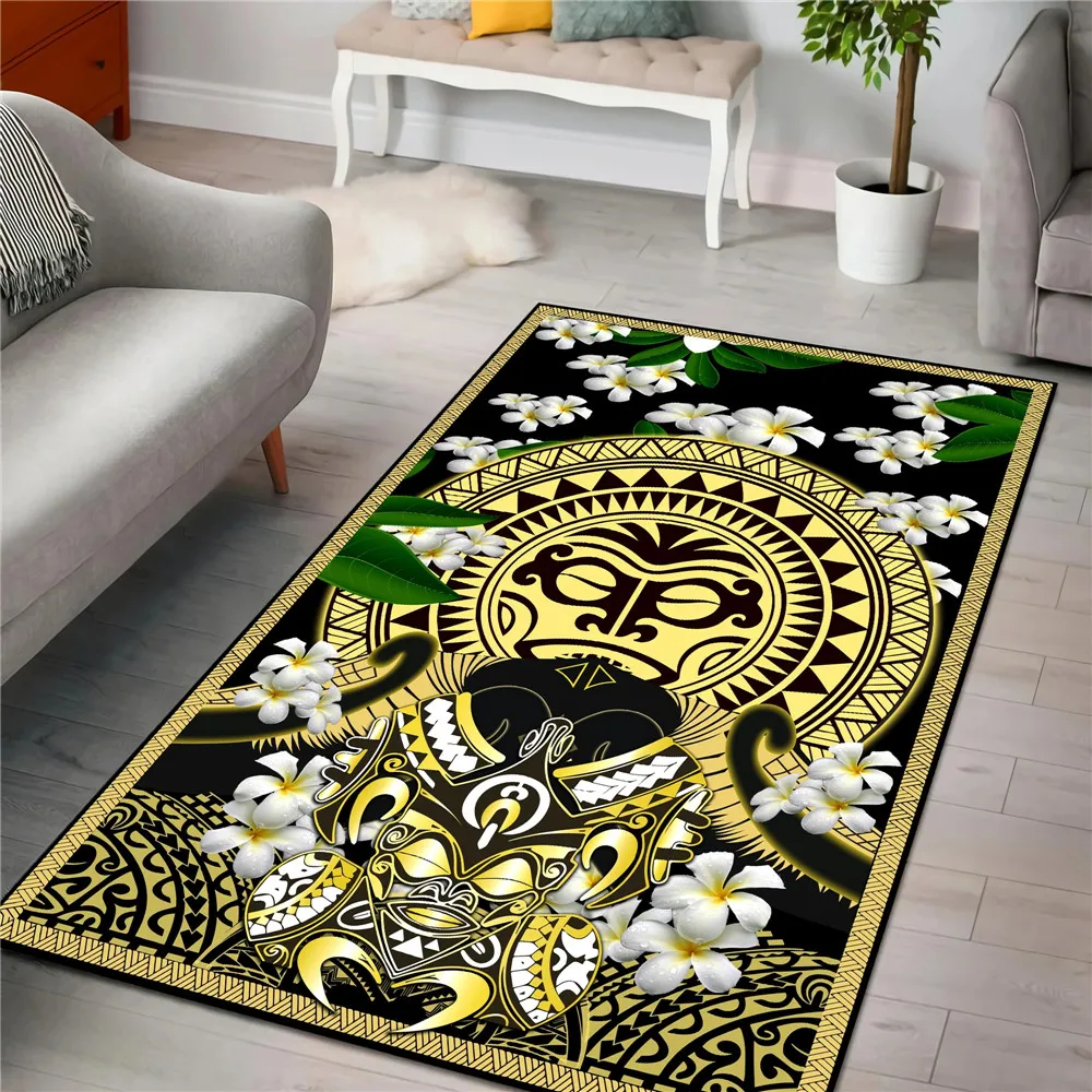 

CLOOCL Polynesia Carpets Flannel 3D Printed Frangipani Sea Turtle Tattoo Floor Rugs Carpet For Living Room Area Rug Kitchen Mat