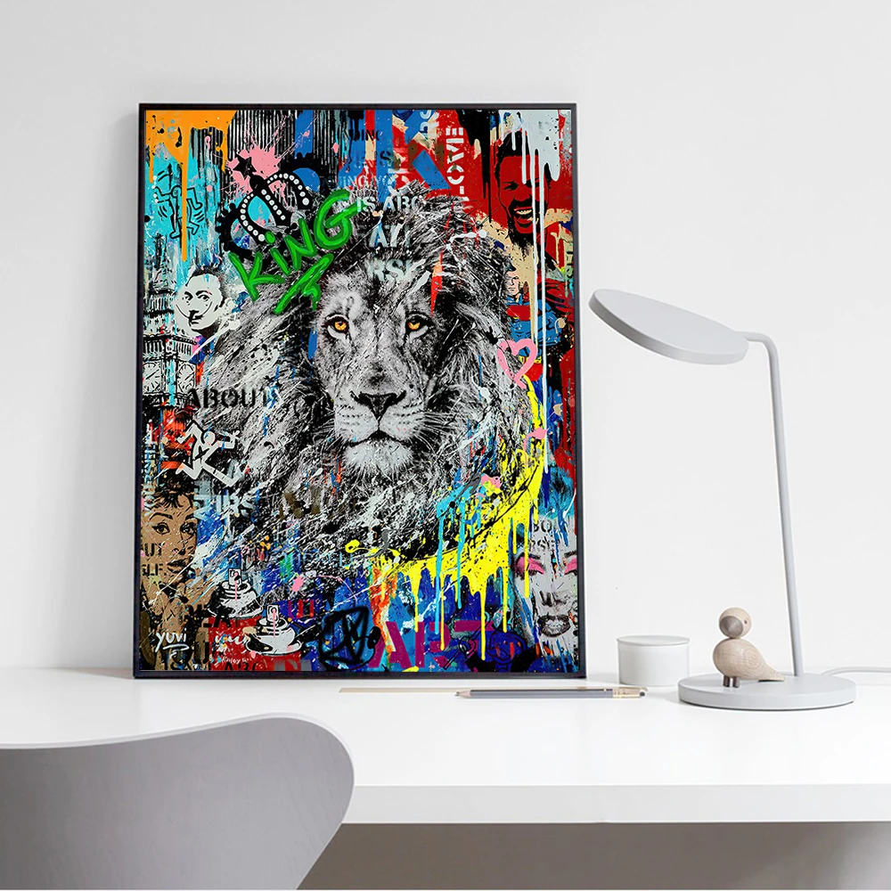 Colorful Lion Face Graffiti Posters Pictures on the Wall Art Home Decoration for Living Room Abstract Canvas Print Painting Gift
Colorful Lion Face Graffiti Posters Pictures on the Wall Art Home Decoration for Living Room Abstract Canvas Print Painting Gift