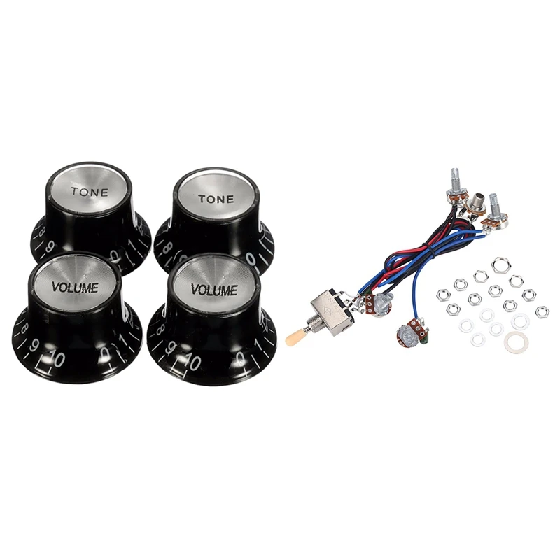 5 шт., детали для электрогитары: 1 шт., комплект жгут проводов для электрогитары Lp 2T2V 500K Pots, 3-ходовой переключатель с разъемом и 4 гитарными ручками 
5 шт., детали для электрогитары: 1 шт., комплект жгут проводов для электрогитары Lp 2T2V 500K Pots, 3-ходовой переключатель с разъемом и 4 гитарными ручками