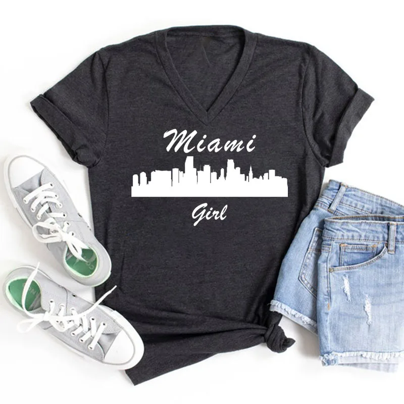 Rheaclot Miami Girl City Skyline Women's Funny Summer Short Sleeve Graphic V-Neck Tee Top
Rheaclot Miami Girl City Skyline Women's Funny Summer Short Sleeve Graphic V-Neck Tee Top
