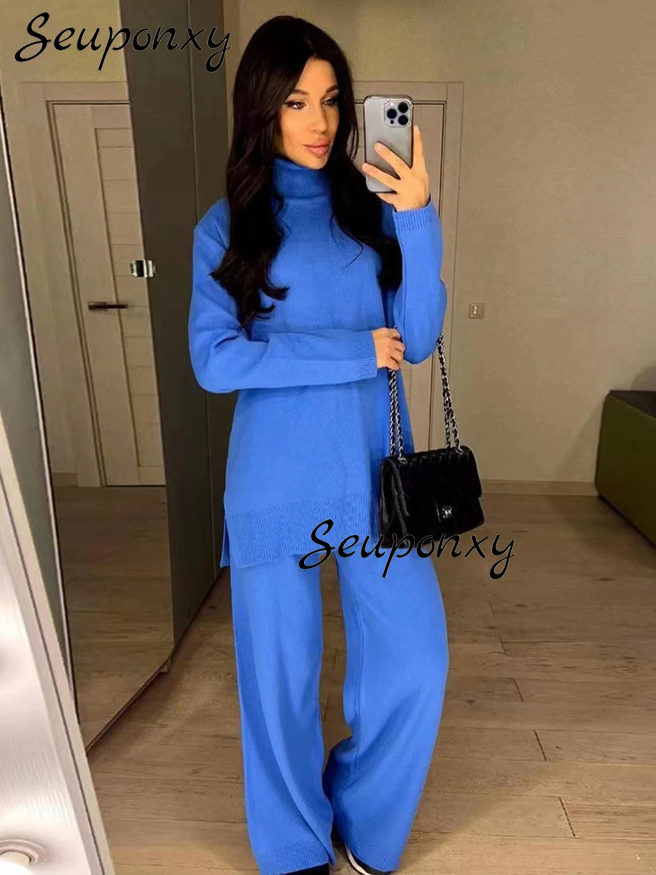 High Quality Autumn Winter Sexy Turtleneck Pullover + Wide Leg Pants Loose Set 2022 Fashion Ladies Casual 2 Two Piece Set
High Quality Autumn Winter Sexy Turtleneck Pullover + Wide Leg Pants Loose Set 2022 Fashion Ladies Casual 2 Two Piece Set
