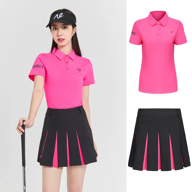 Golf Women's Summer Rose Red Top Short Sleeve Shirt Breathable Quick Drying Slim Fit Comfortable Pleated Skirt Set
Golf Women's Summer Rose Red Top Short Sleeve Shirt Breathable Quick Drying Slim Fit Comfortable Pleated Skirt Set