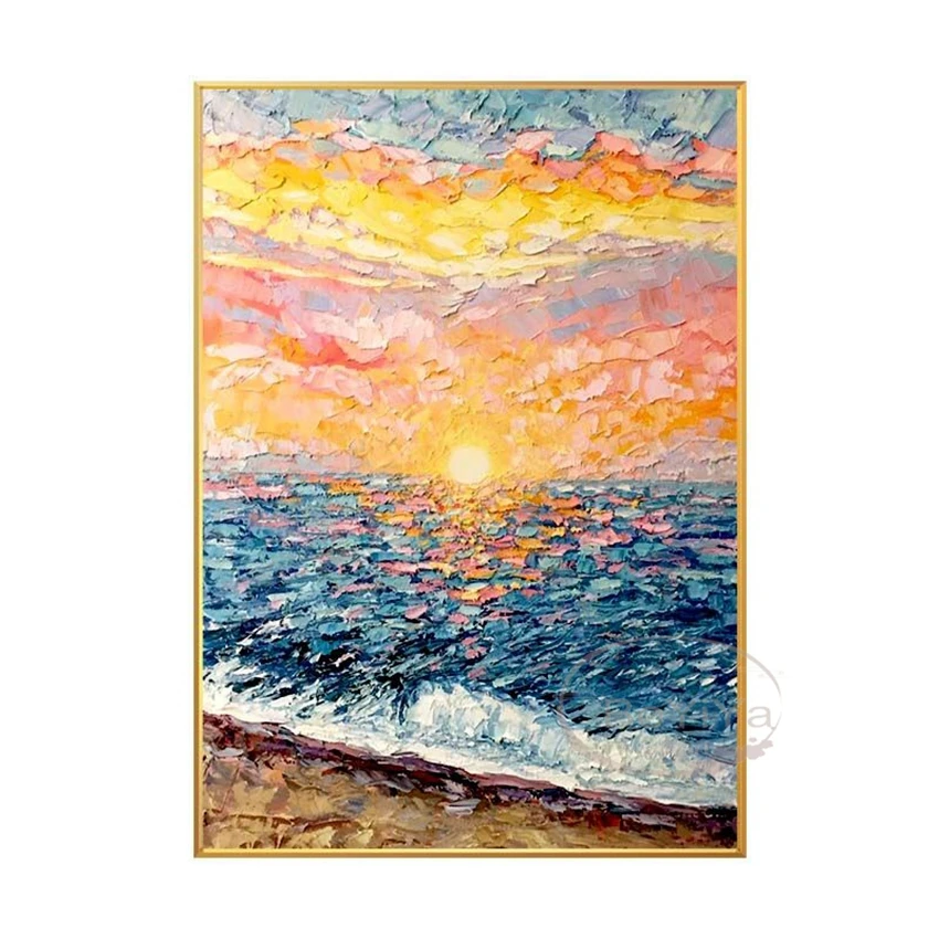Высококачественная картина с пейзажем заката для домашнего декора, текстура ручной росписи, картина маслом на холсте, картина для гостиной 
Высококачественная картина с пейзажем заката для домашнего декора, текстура ручной росписи, картина маслом на холсте, картина для гостиной
