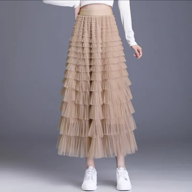 Cake Princess Long Tulle Skirt for Women 2023 Spring Summer New Elastic High Waist Layer Cake Fresh Sweet Coffee Skirts big size
Cake Princess Long Tulle Skirt for Women 2023 Spring Summer New Elastic High Waist Layer Cake Fresh Sweet Coffee Skirts big size