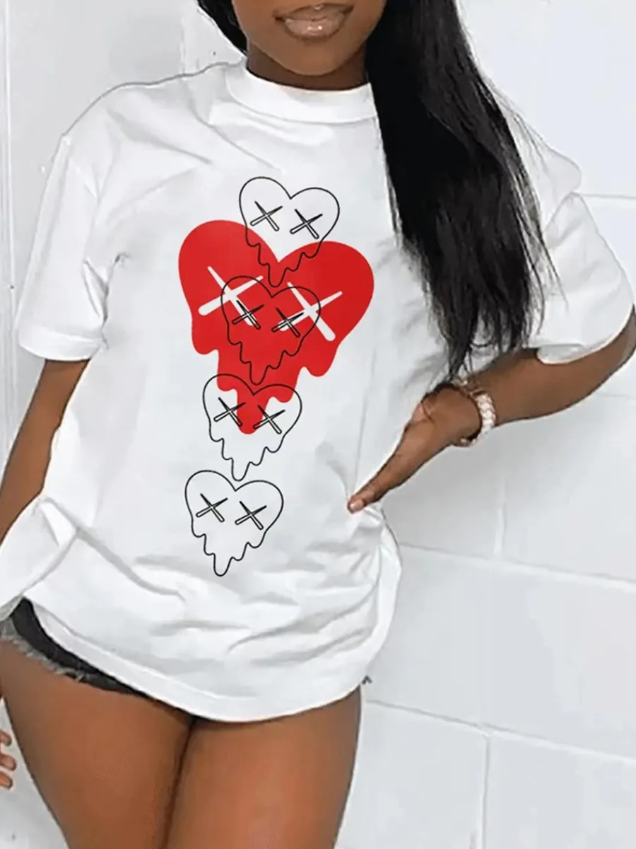LW Basic Heart Print Patchwork T-shirt Women Simple Short Sleeve O Neck Tee Casual Stretch Top Summer Clothings
LW Basic Heart Print Patchwork T-shirt Women Simple Short Sleeve O Neck Tee Casual Stretch Top Summer Clothings