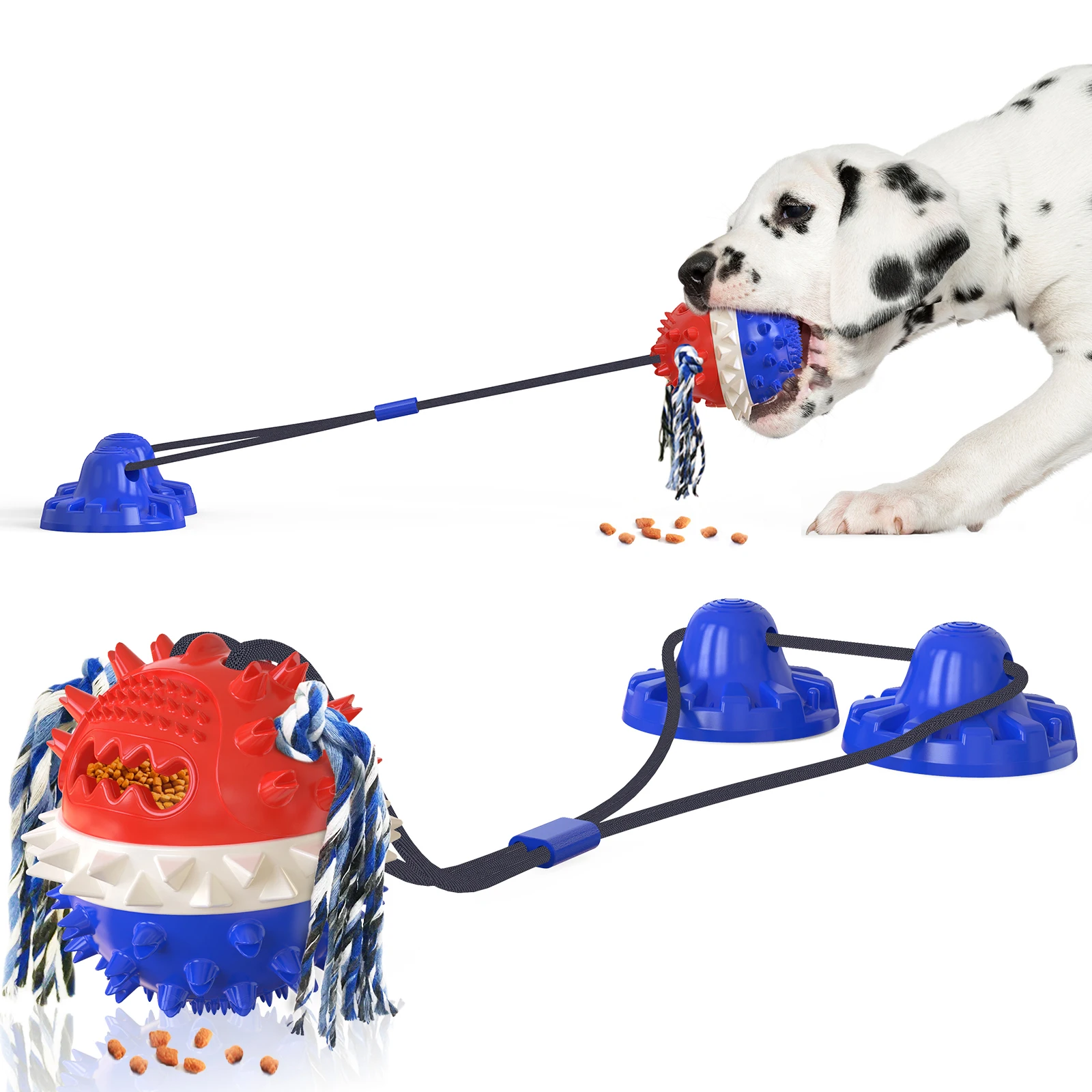 Dog Suction Cup Toy Pull Rope Tug Interactive Sucker Squeaky Chew Toys Training Treats Ball Bite Food Dispensing for Large Dogs
Dog Suction Cup Toy Pull Rope Tug Interactive Sucker Squeaky Chew Toys Training Treats Ball Bite Food Dispensing for Large Dogs