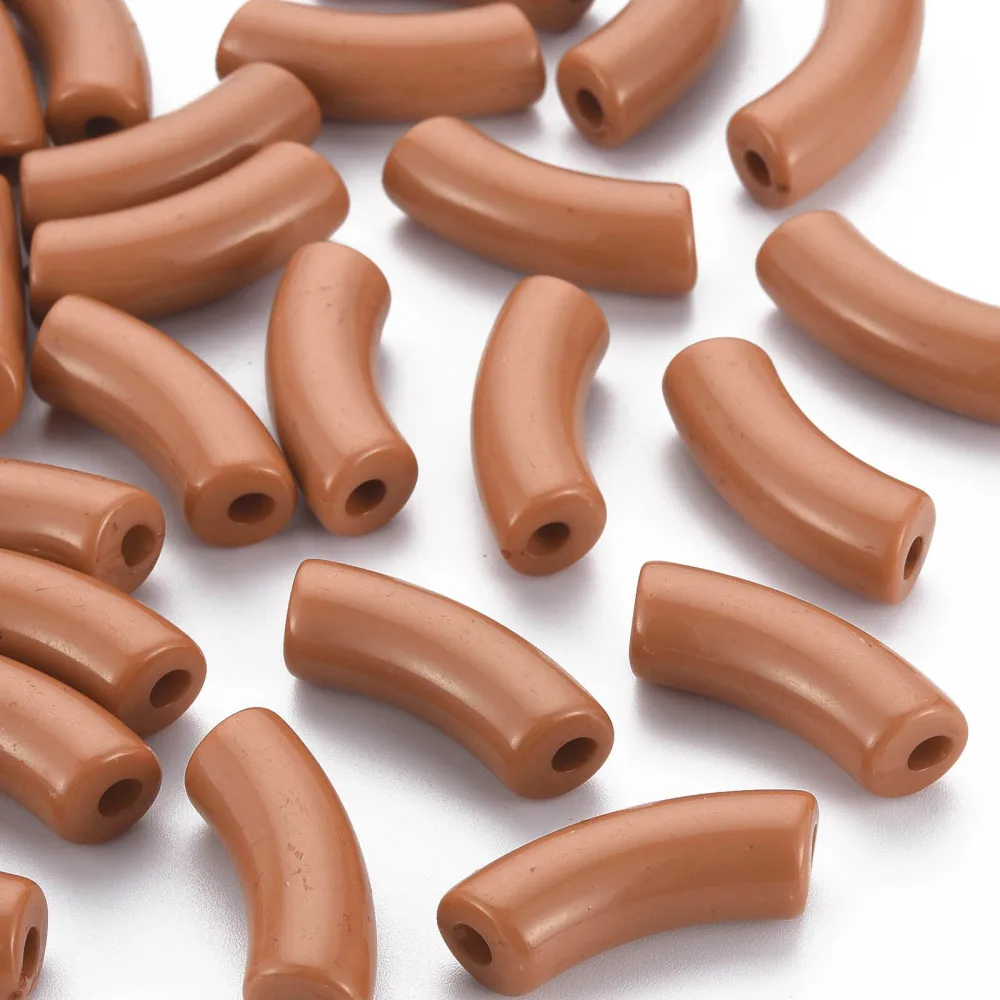 

500g Opaque Acrylic Beads Curved Tube Chocolate 36x13.5x11.5mm Hole: 4mm about 148pcs/500g