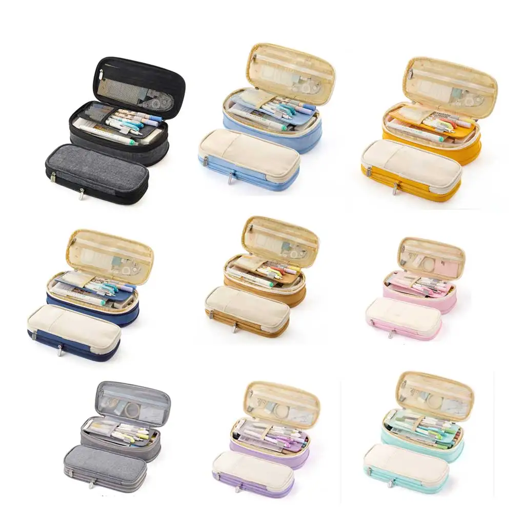 Pencil Bag Dual Layer Pencils Case Pouch Holder Cotton Linen Stationery Storage Student School Supplies Dark Grey
Pencil Bag Dual Layer Pencils Case Pouch Holder Cotton Linen Stationery Storage Student School Supplies Dark Grey