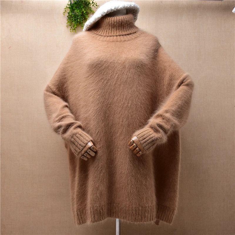 Fall Winter Female Women Hairy Mink Cashmere Knitted Turtleneck Split Loose Lazy Oaf Pullover Angora Fur Jumper Sweater Pull Top
Fall Winter Female Women Hairy Mink Cashmere Knitted Turtleneck Split Loose Lazy Oaf Pullover Angora Fur Jumper Sweater Pull Top