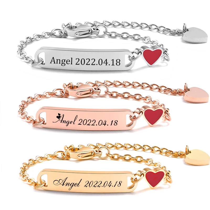 Baby Personalized Name ID Bracelet, Not Allergic Stainless Steel Chain Link with Heart Charm Bracelet,Custom Gilrs Boys Gifts 
Baby Personalized Name ID Bracelet, Not Allergic Stainless Steel Chain Link with Heart Charm Bracelet,Custom Gilrs Boys Gifts