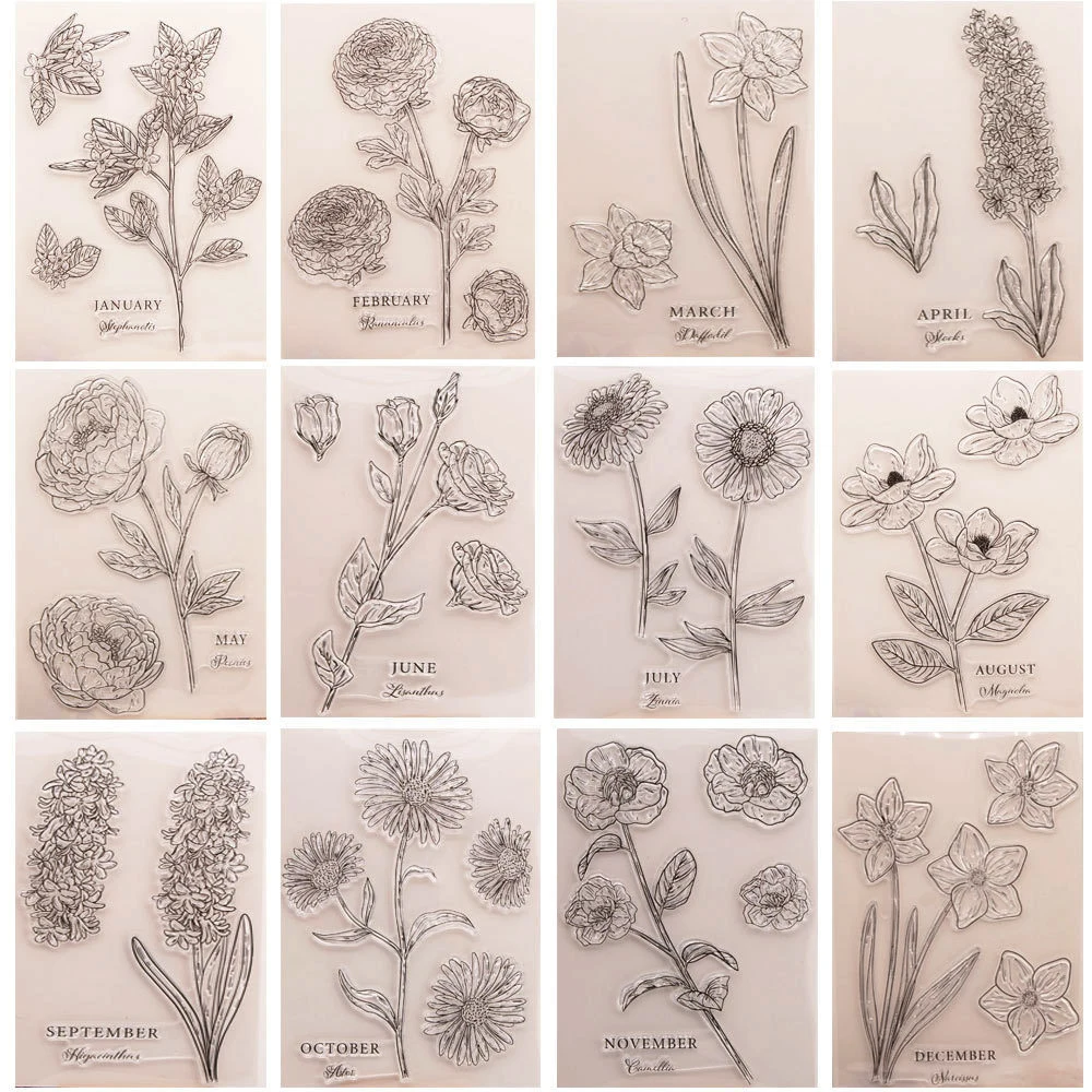 12 Months Lucky Flower Clear Stamp DIY Hand Account Scrapbook Hand Account Rubber Stamps Background Stephanotis Peonies 15x21cm
12 Months Lucky Flower Clear Stamp DIY Hand Account Scrapbook Hand Account Rubber Stamps Background Stephanotis Peonies 15x21cm
