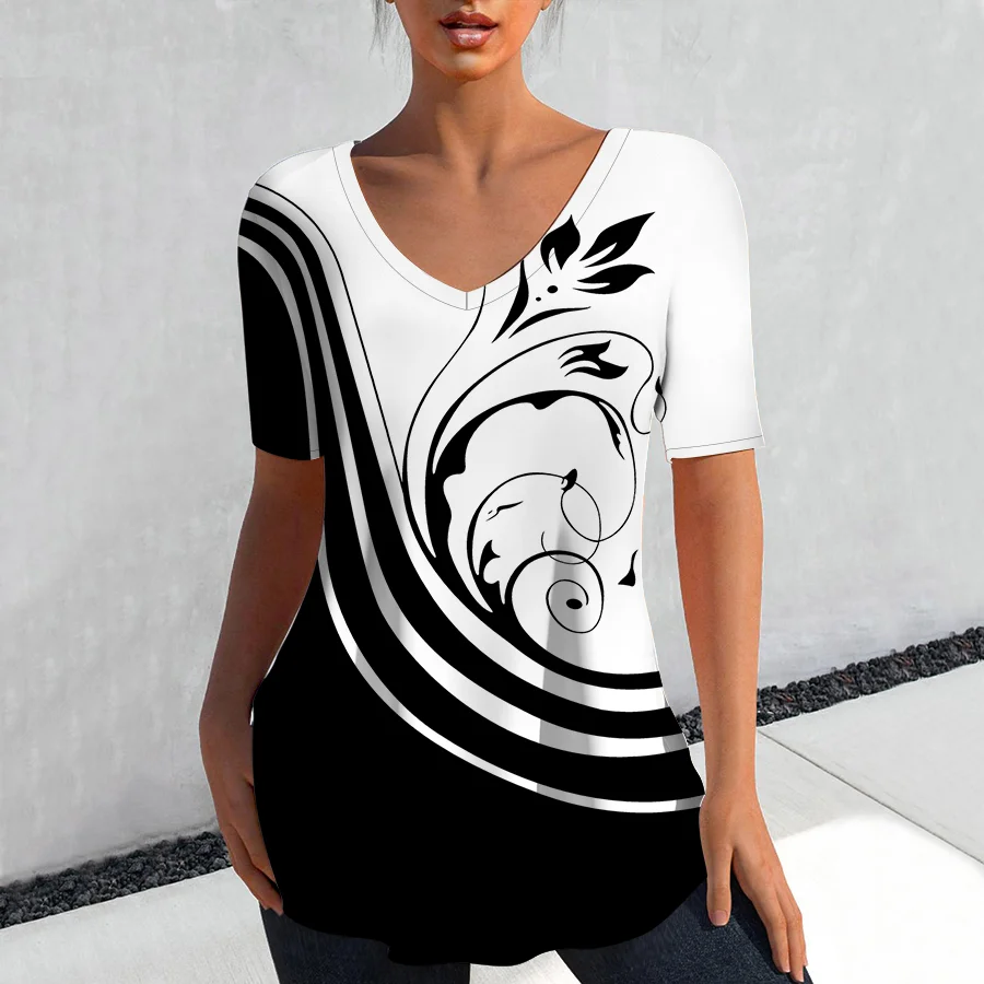 Women'S T-Shirt Summer V-Neck T-Shirts Simple Floral Print Women'S Elegant Retro Plus Size Tshirt Short Sleeve Tops Casual Shirt
Women'S T-Shirt Summer V-Neck T-Shirts Simple Floral Print Women'S Elegant Retro Plus Size Tshirt Short Sleeve Tops Casual Shirt