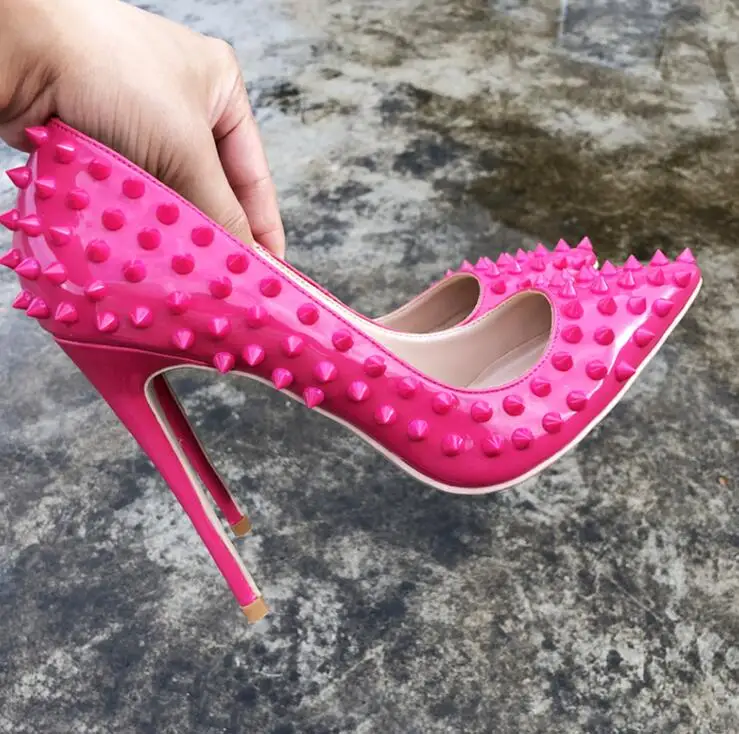 Stiletto Heels Rivets Pointed Toe Shoes Red Pink Black Studded Wedding Shoes Full Spikes Dress Pumps Size 45 And Big Size 34-44
Stiletto Heels Rivets Pointed Toe Shoes Red Pink Black Studded Wedding Shoes Full Spikes Dress Pumps Size 45 And Big Size 34-44