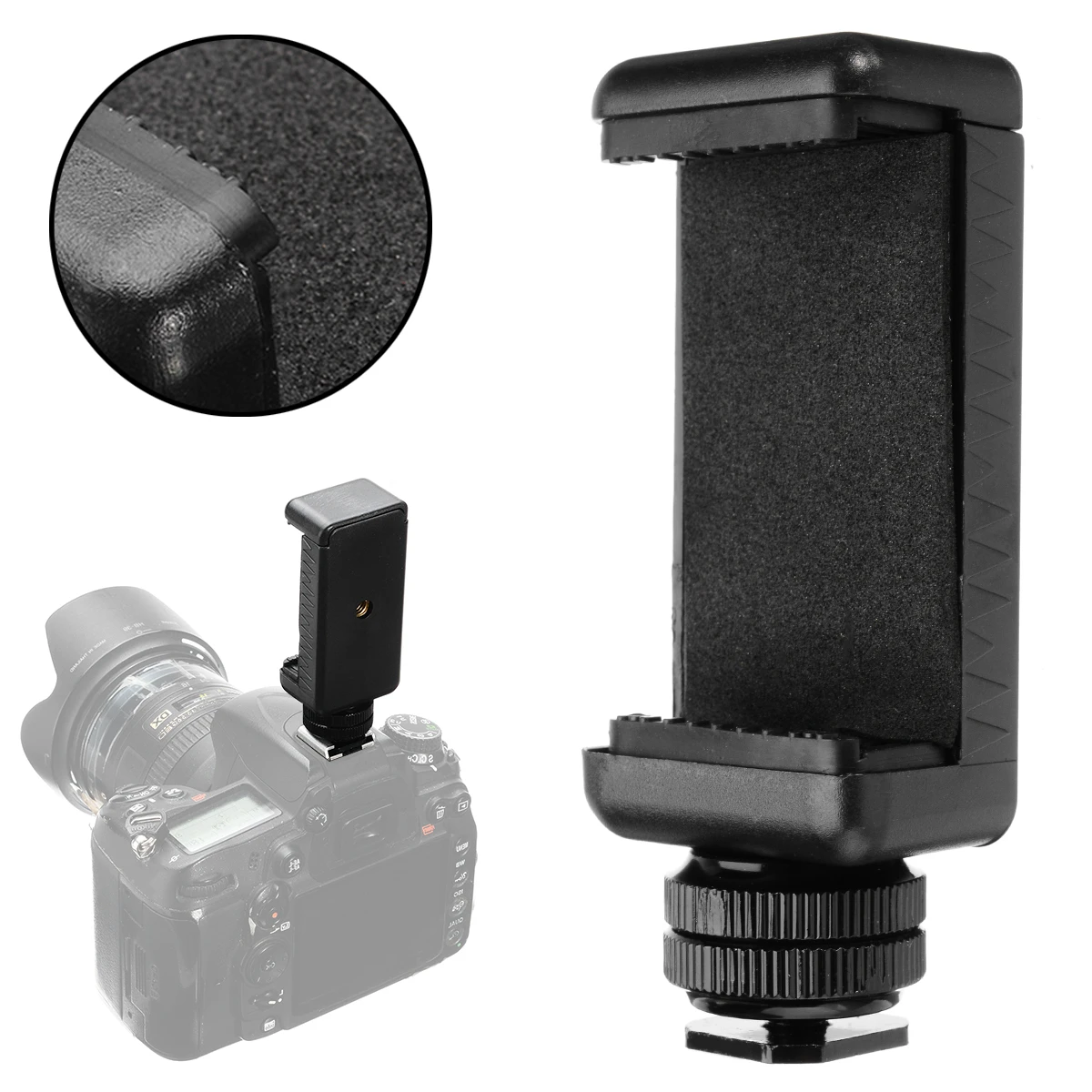 

Универсальный держатель телефона с зажимом для камеры DSLR, с резьбой 1/4-20, 58-88 мм, черный