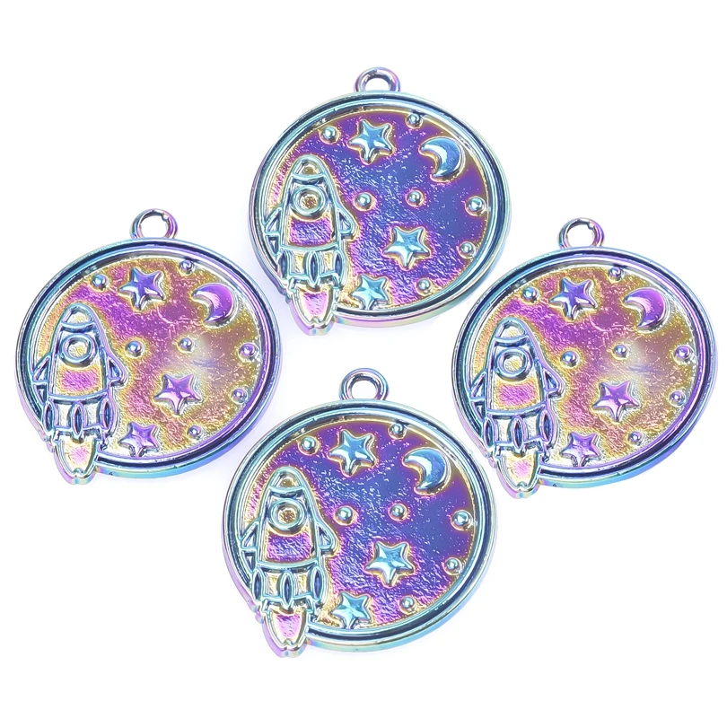 5pcs/Lot Rocket Star Moon Starry Sky Space Metal Round Medal Pendant Rainbow Color Charms For Women Men Collar Necklace Parts
5pcs/Lot Rocket Star Moon Starry Sky Space Metal Round Medal Pendant Rainbow Color Charms For Women Men Collar Necklace Parts