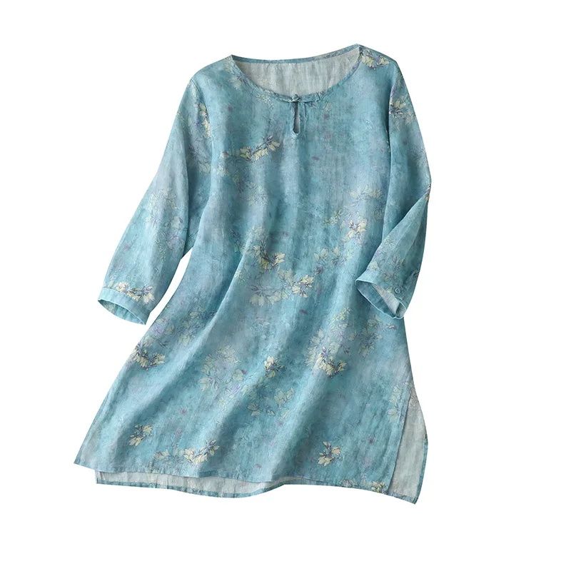 2022 Long Shirt Women Indie Folk Print Ramie Women Blouse O-Neck Three Quarter Sleeve Blusas Thin Natural Fiber
2022 Long Shirt Women Indie Folk Print Ramie Women Blouse O-Neck Three Quarter Sleeve Blusas Thin Natural Fiber