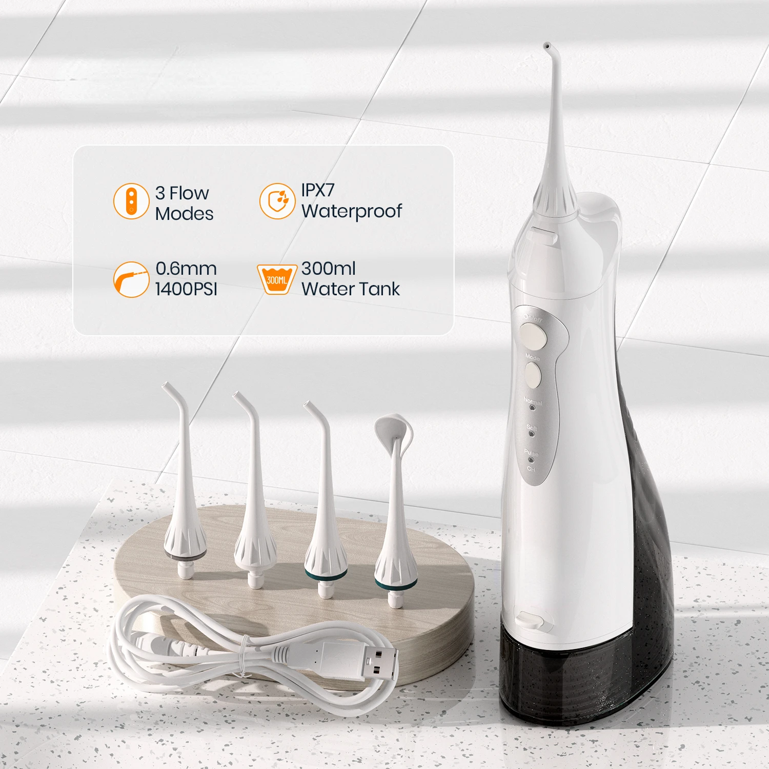 USB Rechargeable Water Flosser Portable Dental Water Jet 300ML Water Tank Waterproof Teeth Cleaner Irrigator
USB Rechargeable Water Flosser Portable Dental Water Jet 300ML Water Tank Waterproof Teeth Cleaner Irrigator