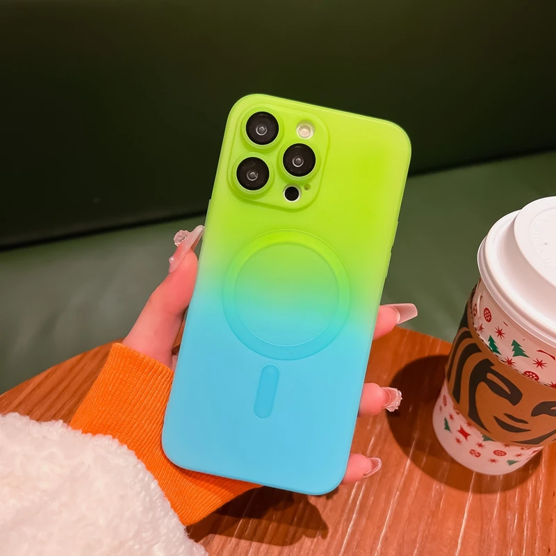 Luxury Magsafe Wireless Charge Matte Case For iPhone 11 12 13 14 Pro Max 14 Plus Soft Magnetic Bumper Gradient Color Back Cover
Luxury Magsafe Wireless Charge Matte Case For iPhone 11 12 13 14 Pro Max 14 Plus Soft Magnetic Bumper Gradient Color Back Cover