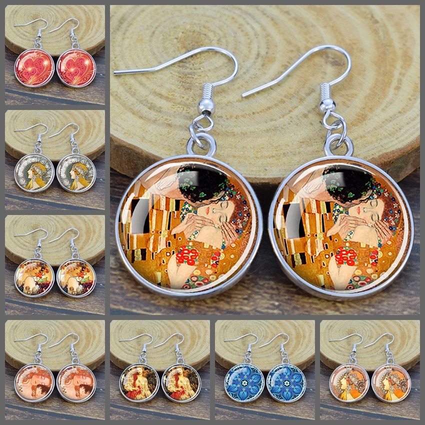Klimt's Kiss Dangle Earrings Art Oil Painting Earring Glass Dome Jewelry Klimt Ear Pendants Exquisite Eardrop Women's Girl Gift
Klimt's Kiss Dangle Earrings Art Oil Painting Earring Glass Dome Jewelry Klimt Ear Pendants Exquisite Eardrop Women's Girl Gift