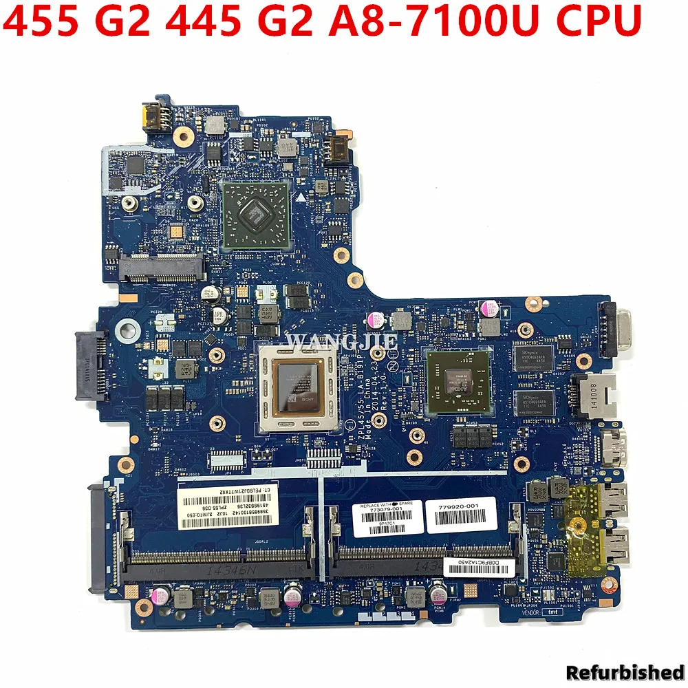 Восстановленная материнская плата для ноутбука HP ProBook 455 G2 445 G2 LA-B191P W/ A8-7100U CPU 773079-001 773079-501 773079-601
Восстановленная материнская плата для ноутбука HP ProBook 455 G2 445 G2 LA-B191P W/ A8-7100U CPU 773079-001 773079-501 773079-601