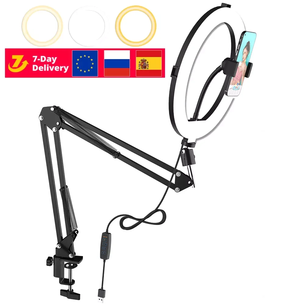 10 inch LED Selfie Ring Light With Stand Phone Ring Lamp Desk Photography Lights for Makeup Youtube TikTok Video Ringlight
10 inch LED Selfie Ring Light With Stand Phone Ring Lamp Desk Photography Lights for Makeup Youtube TikTok Video Ringlight