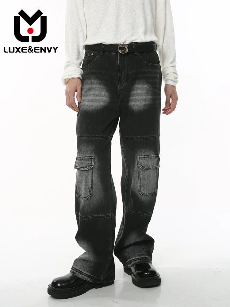 Джинсы-карго LUXE & ENVY белые свободные, винтажные байкерские штаны в стиле панк, повседневные трендовые, весна-осень 2023 
Джинсы-карго LUXE & ENVY белые свободные, винтажные байкерские штаны в стиле панк, повседневные трендовые, весна-осень 2023