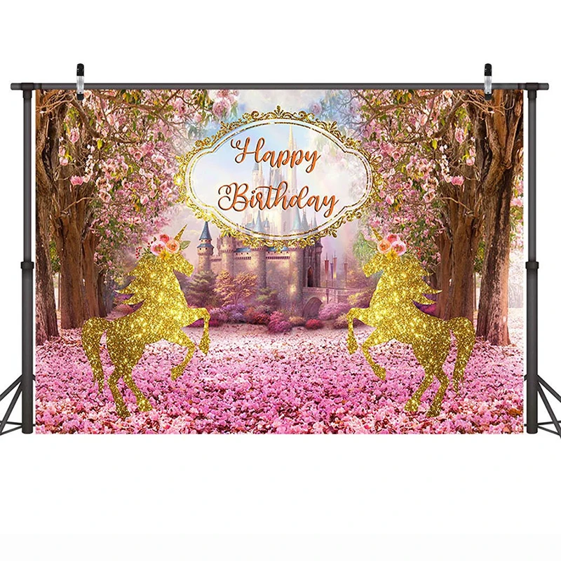 Castle Happy Birthday Party Photo Background Cartoon Fairy Tale Golden Horse Background Spring Flowers Children Birthday Banner
Castle Happy Birthday Party Photo Background Cartoon Fairy Tale Golden Horse Background Spring Flowers Children Birthday Banner