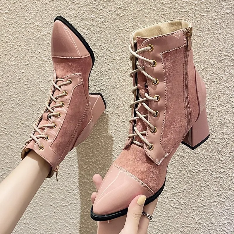 Women Boots Sexy Pointed Toe Ankle Boots Women Pumps Autumn Lace Up Square Heel Fashion High Heel Shoes Zapatillas Mujer
Women Boots Sexy Pointed Toe Ankle Boots Women Pumps Autumn Lace Up Square Heel Fashion High Heel Shoes Zapatillas Mujer